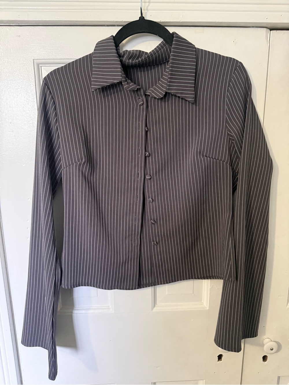 Striped Charcoal Button-Down Shirt